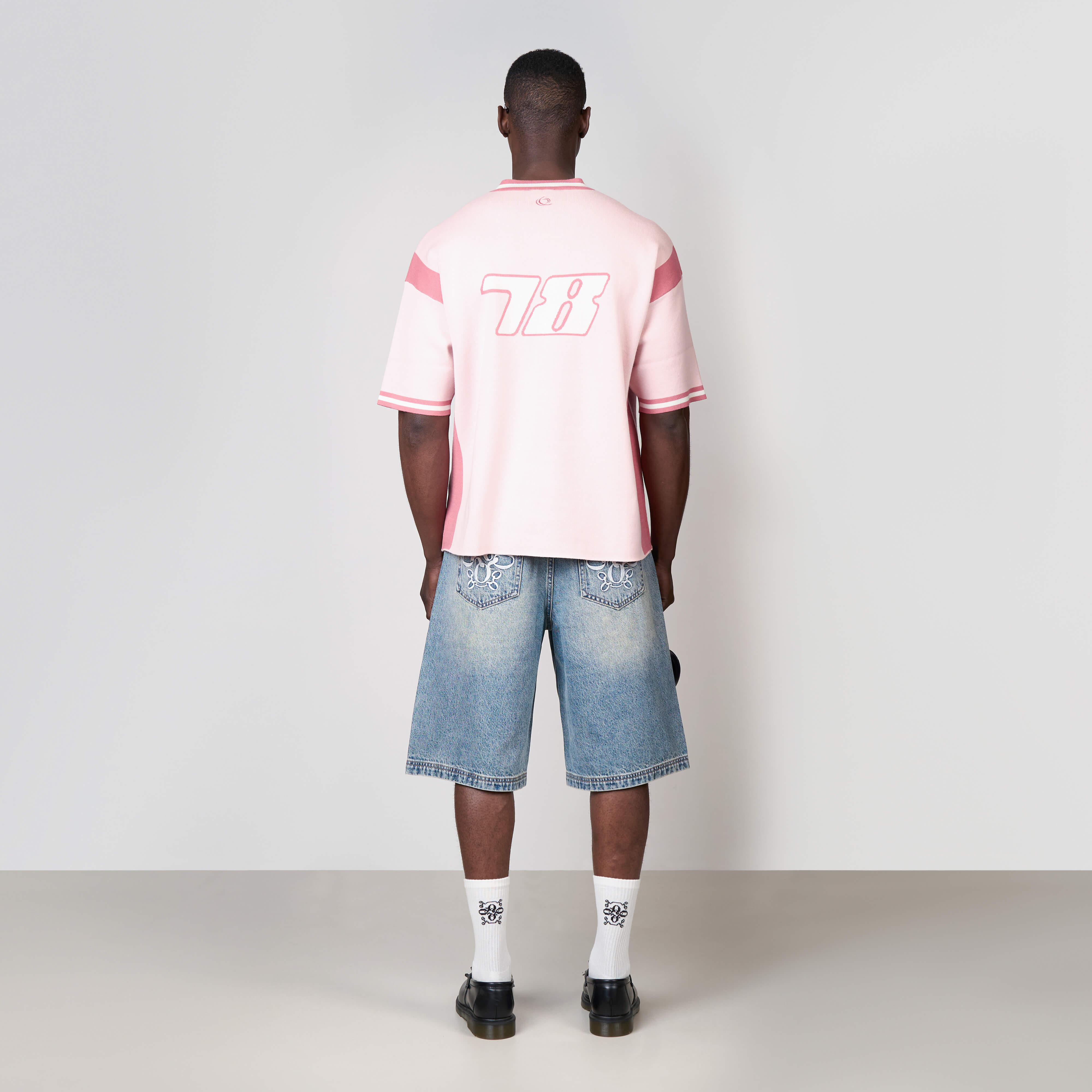 ALESSIO KNITTED POLO | LIGHT PINK/WHITE - Image 9