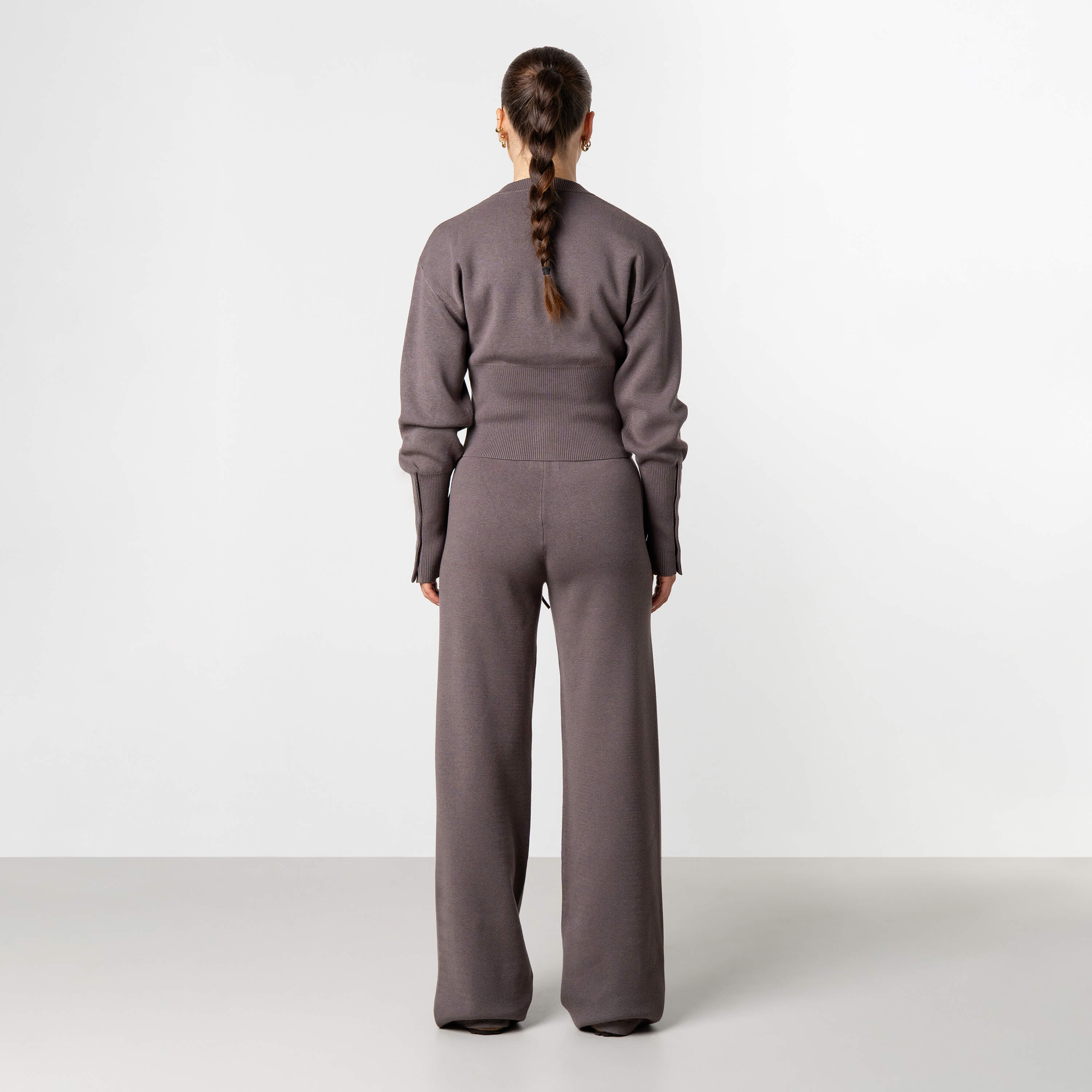 CHLOE KNITTED PANTS | BROWN/OFF WHITE - Image 3