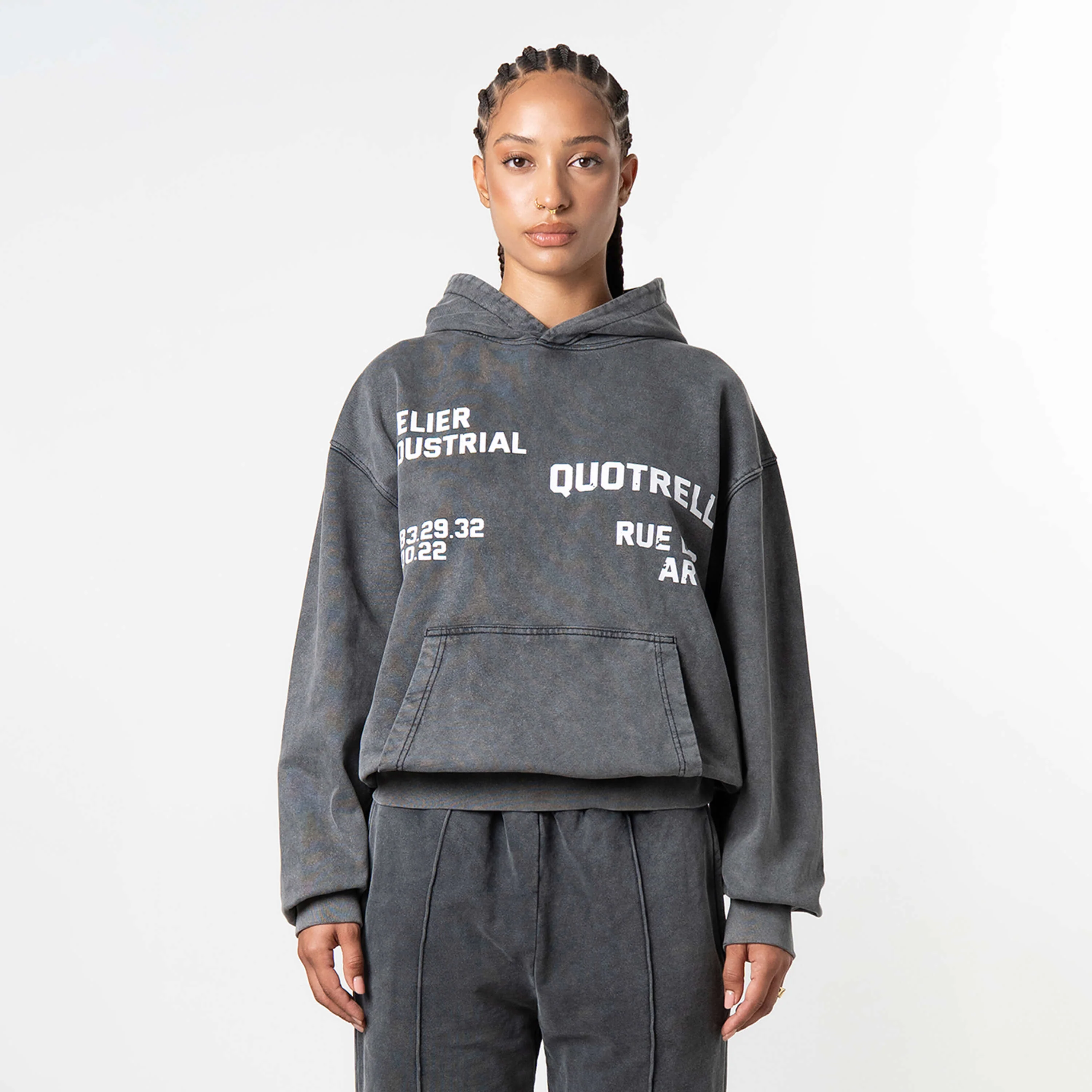 INDUSTRIAL HOODIE | ACID GREY/WHITE - Image 2