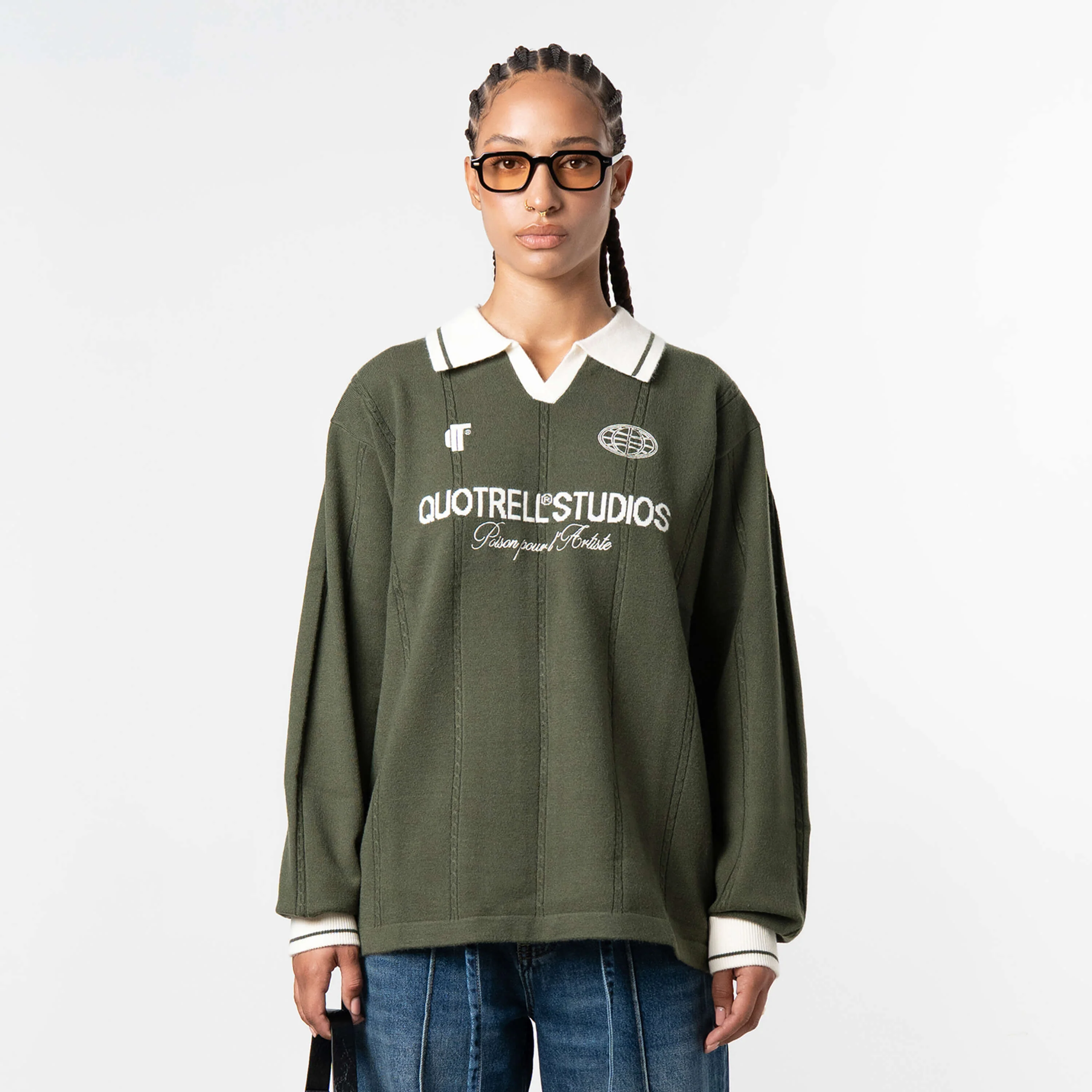 LOGAN KNITTED JERSEY | GREEN/WHITE - Image 2
