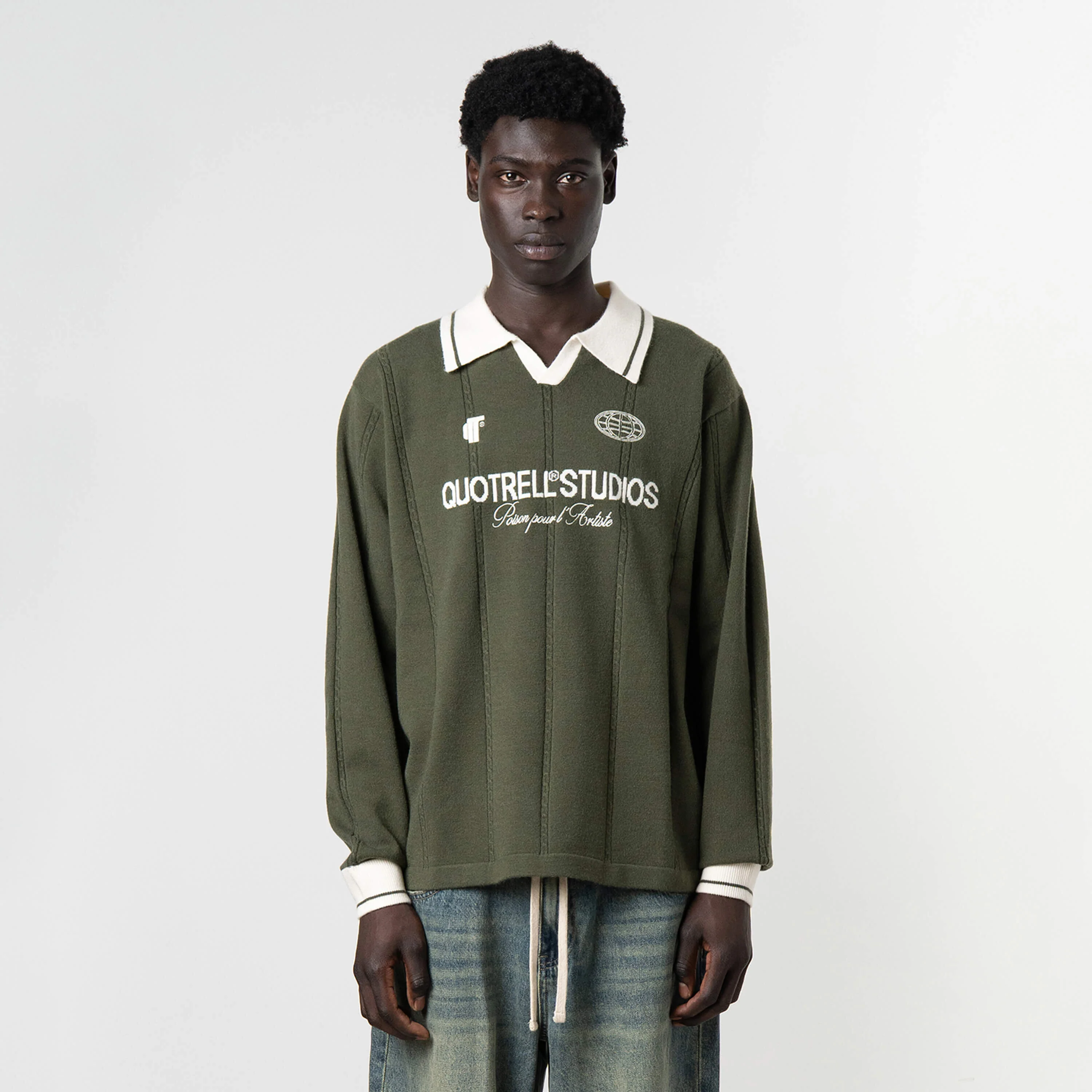 LOGAN KNITTED JERSEY | GREEN/WHITE - Image 8