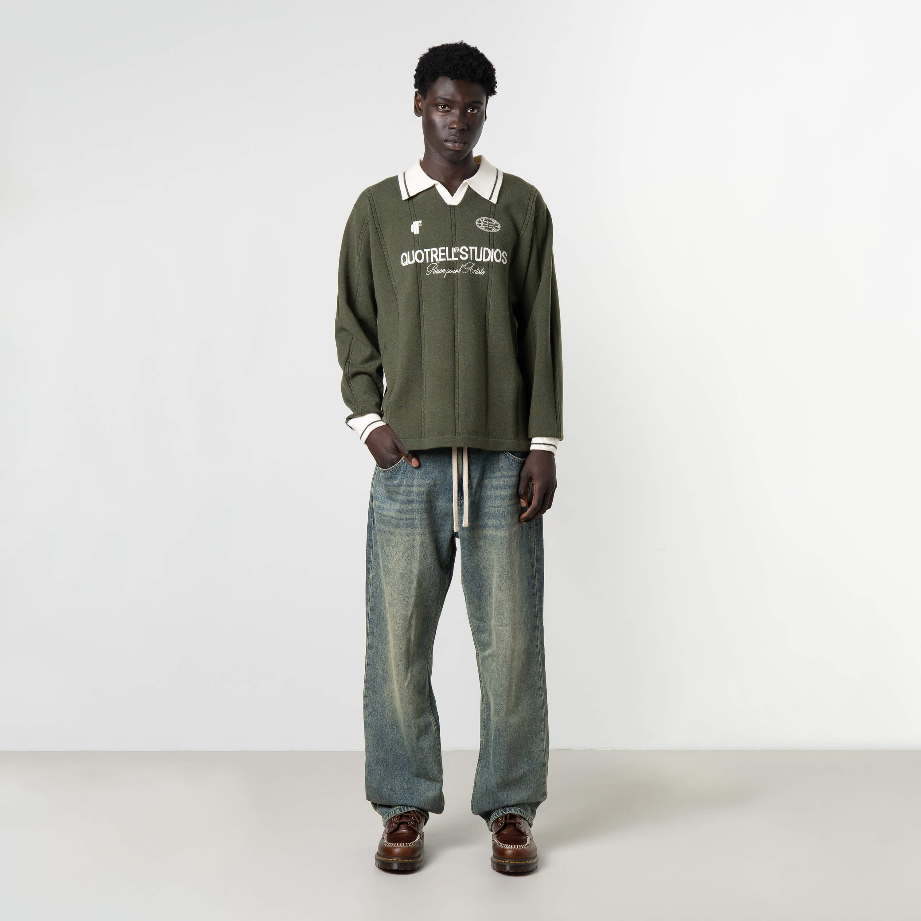 LOGAN KNITTED JERSEY | GREEN/WHITE - Image 9
