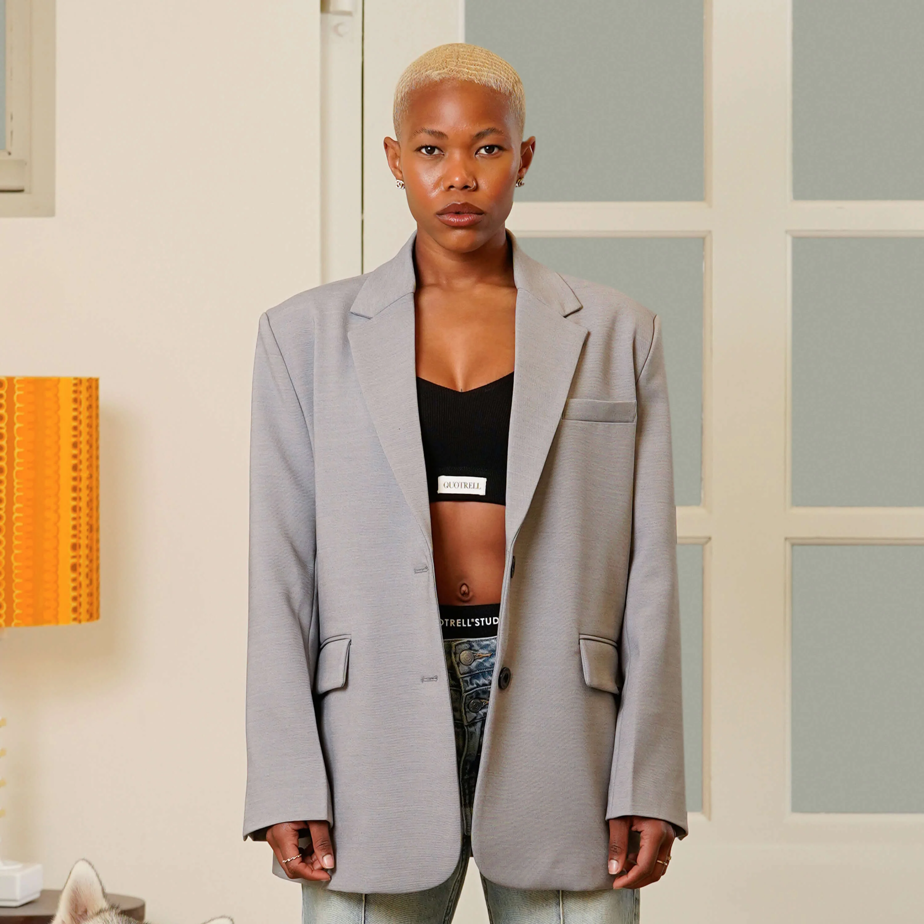 NAYA OVERSIZED BLAZER | LIGHT GREY - Image 4