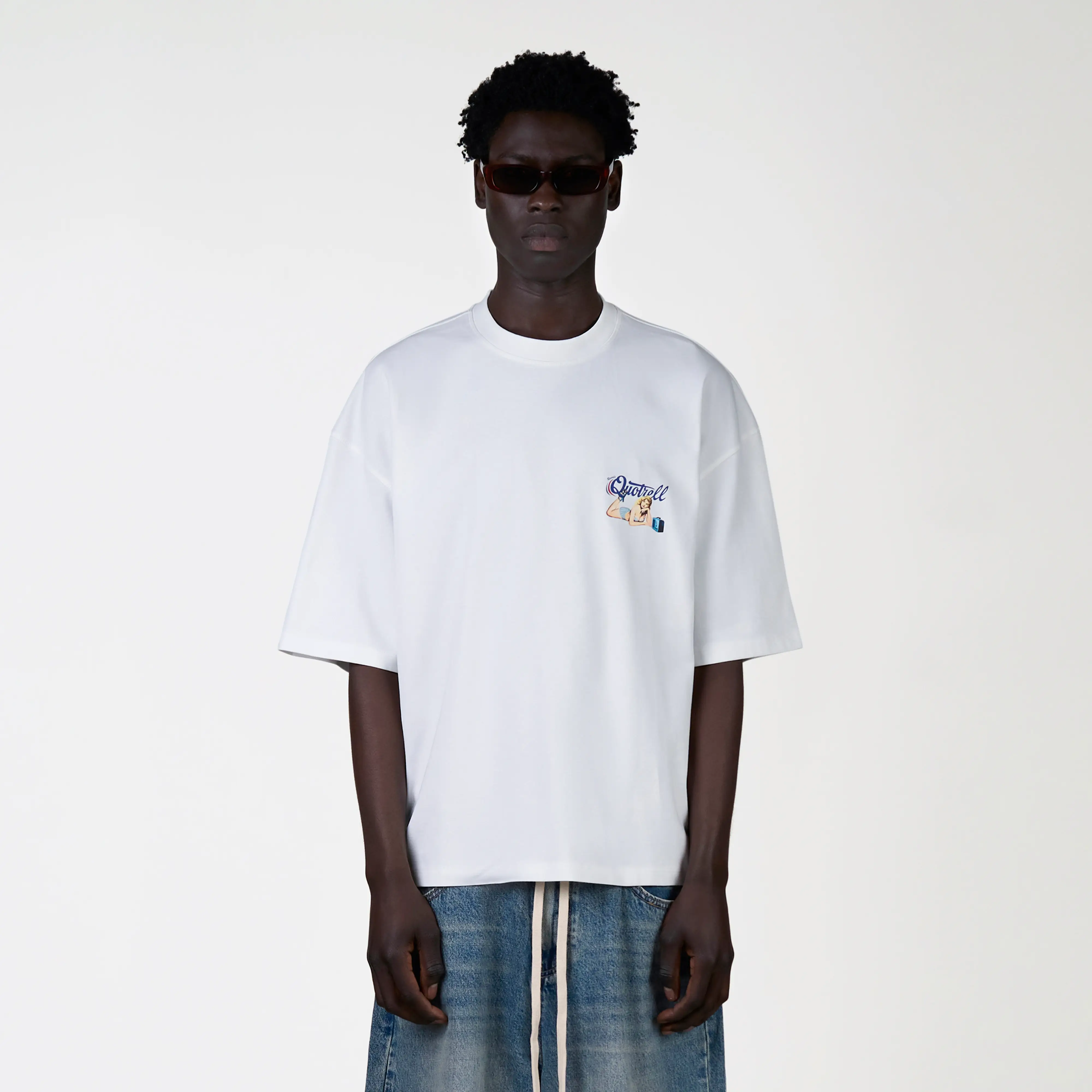 PIN UP TEE | WHITE/COBALT - Image 2