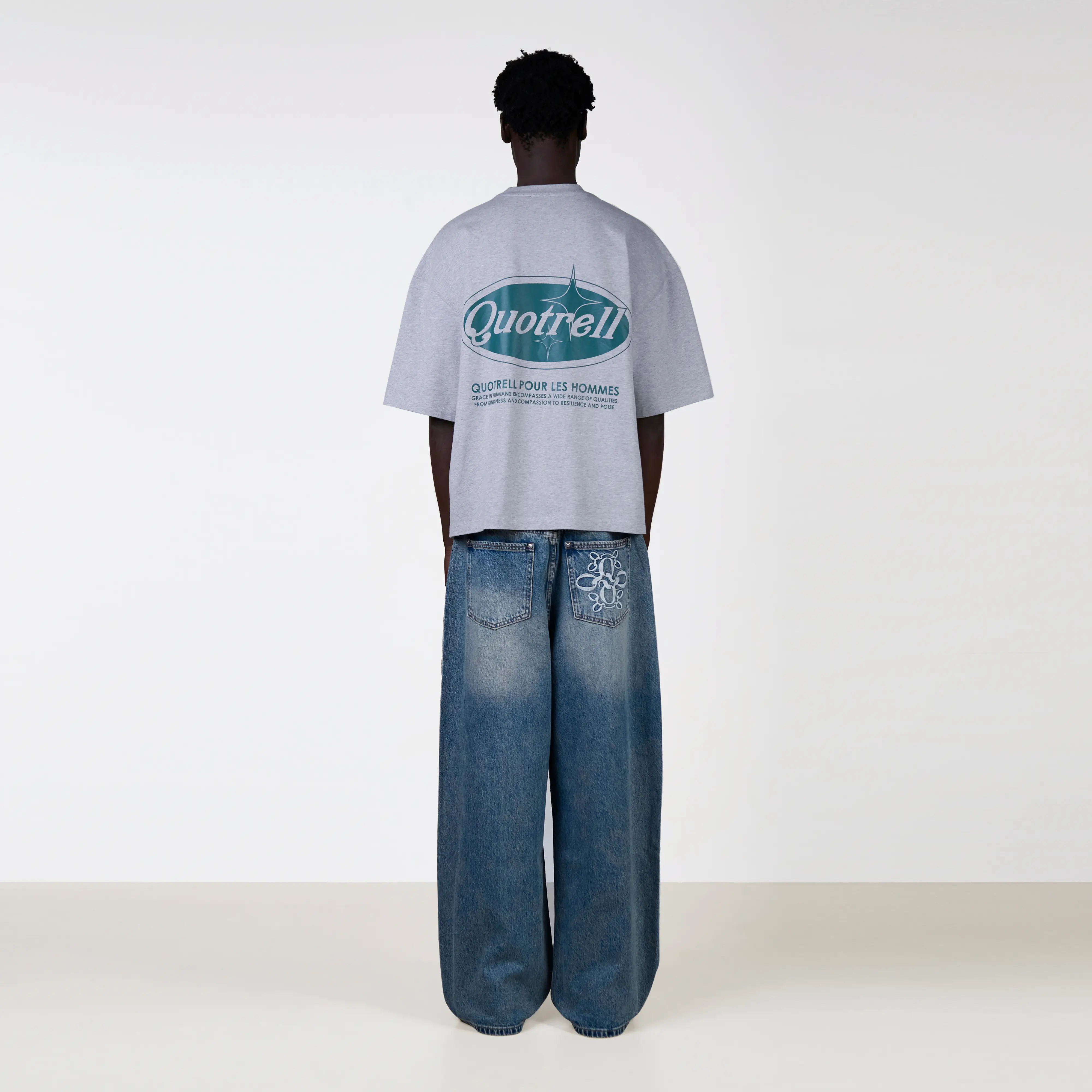 SANTIAGO TEE | GREY MELEE/TEAL - Image 3