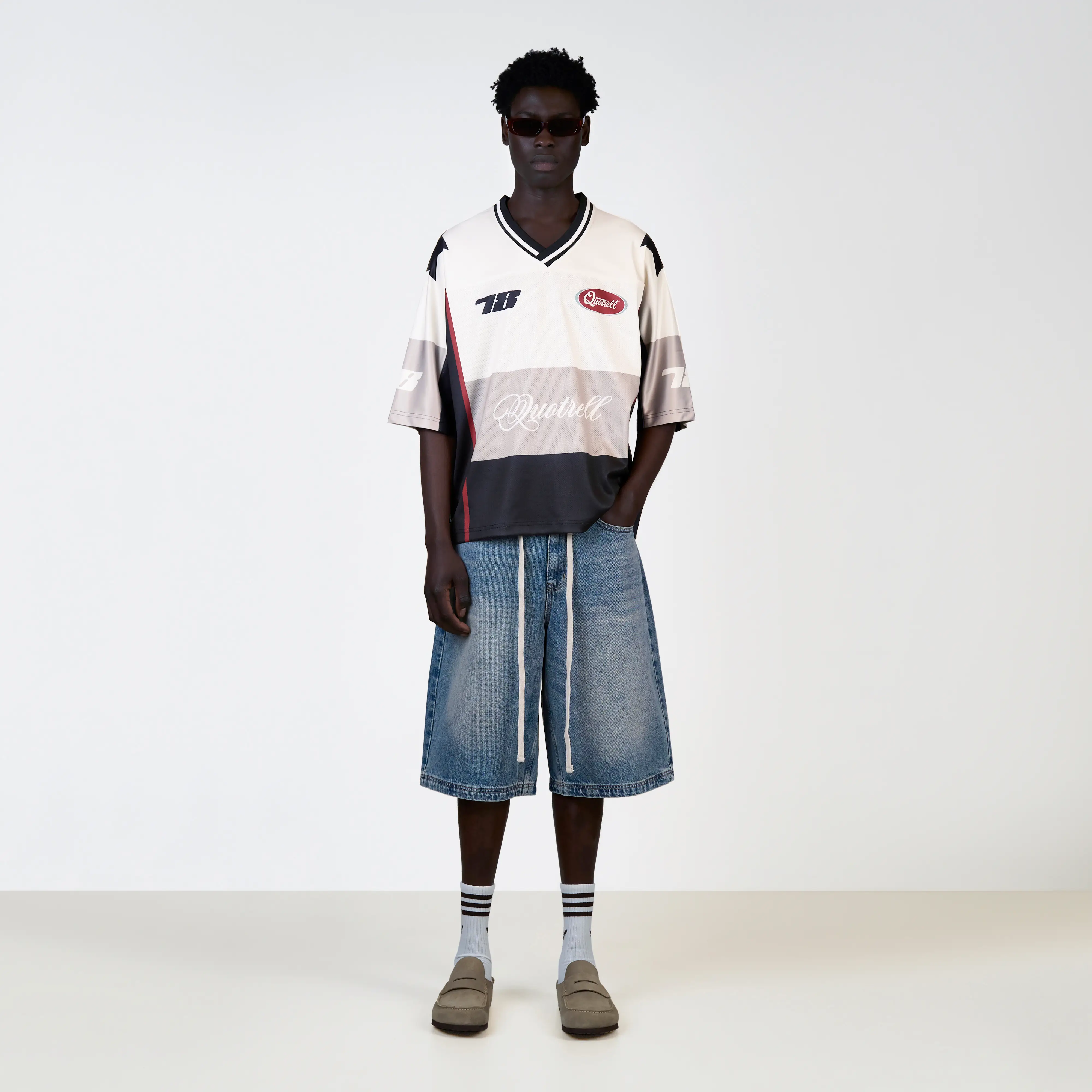 SHAWN MESH JERSEY | TAUPE/RED - Image 4