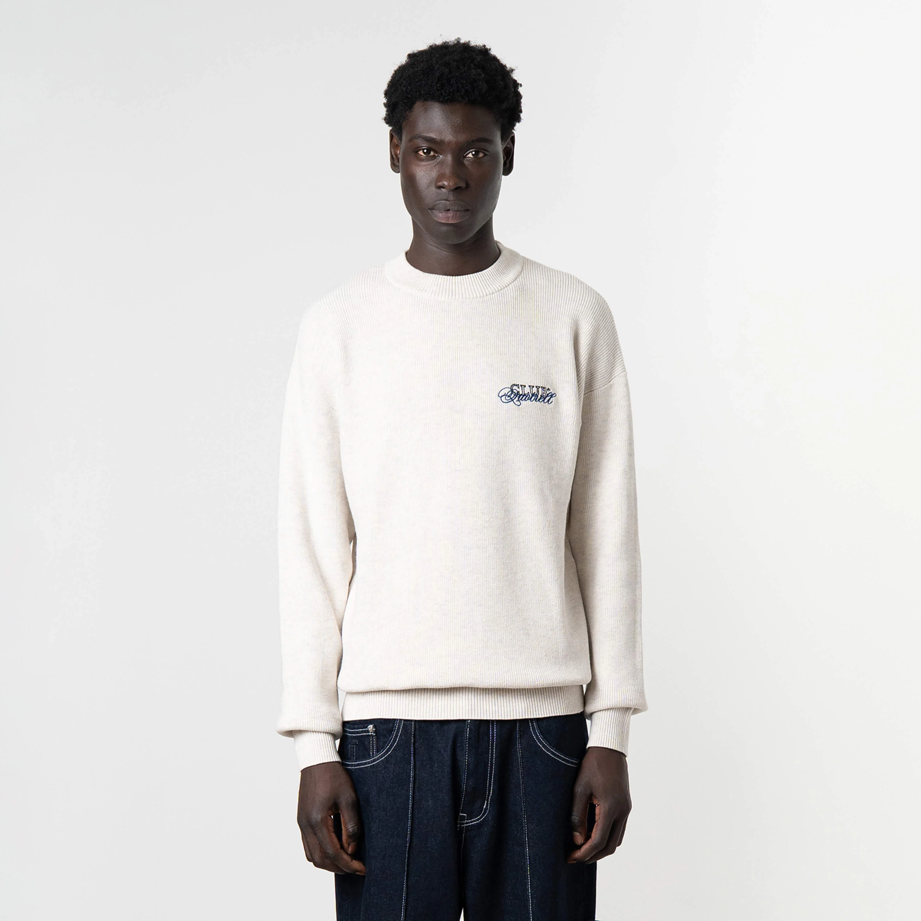 ZAC KNITTED CREWNECK | LIGHT GREY MELEE/BLU - Image 2